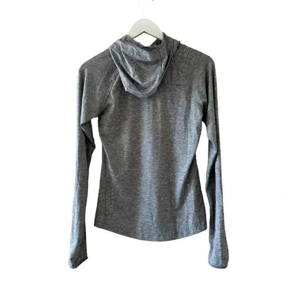Nike Running Shirt Hooded Long Sleeve Zip Pocket Gray Stretch Top  SZXS #1965 - Picture 6 of 15